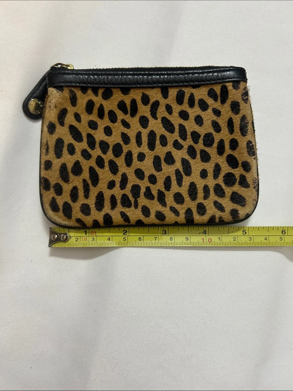 Vera Bradley Black Pebbled Leather Coin and Card Pouch with Gold Accents
